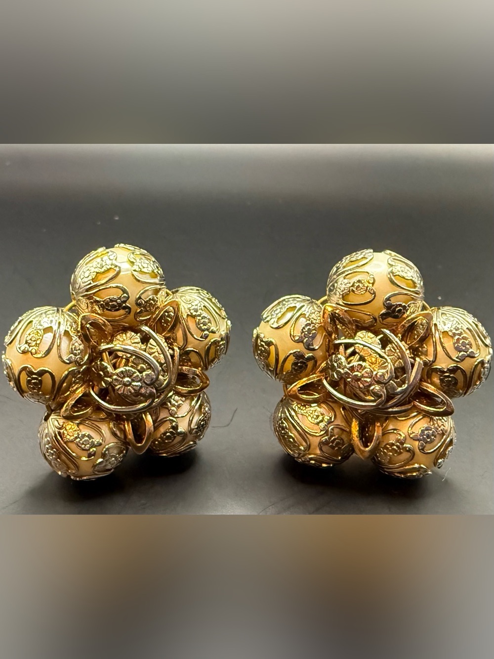 Vintage Etruscan Revival Style Clip-On Earrings